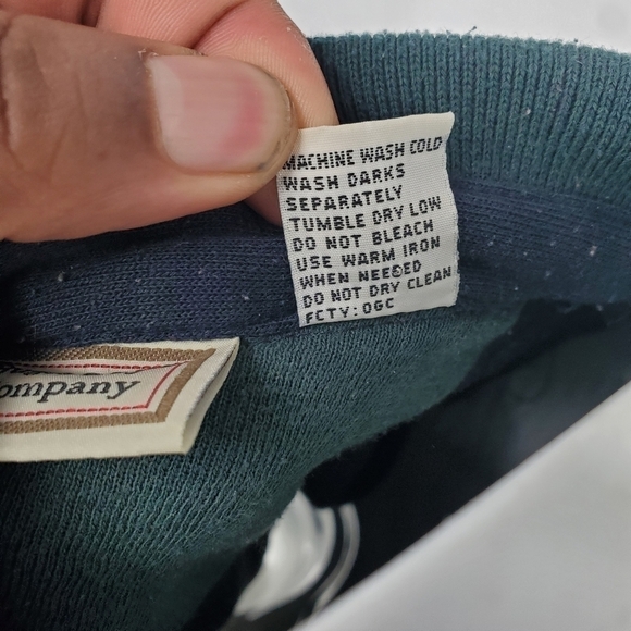 Vintage Bugle Boy Sweatshirt Men XL Green Blue Henley Cut & Sew Hip Hop 90s - Picture 7 of 9